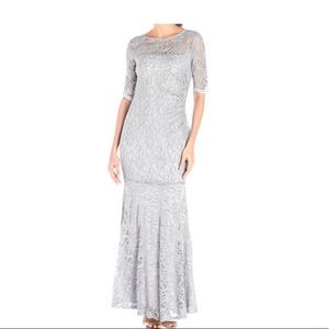 Xscape NWT Lace Formal Gown- Silver